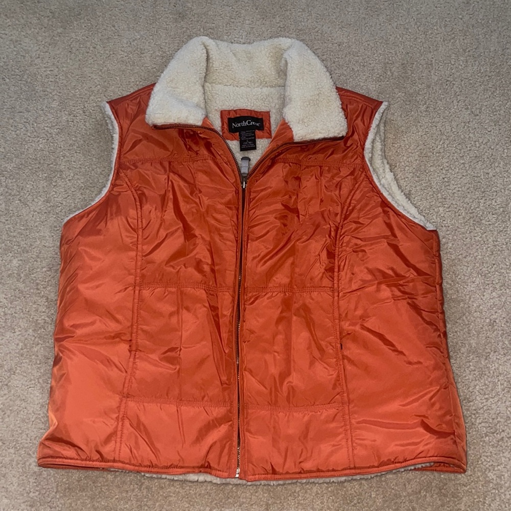 Orange Sherpa lined vest